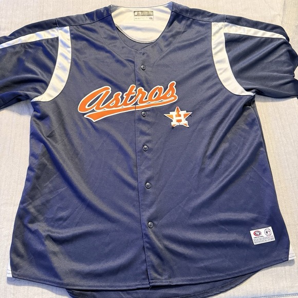 Other - Houston Astros True Fan Baseball Jersey Men's 2XL Blue Button Front MLB